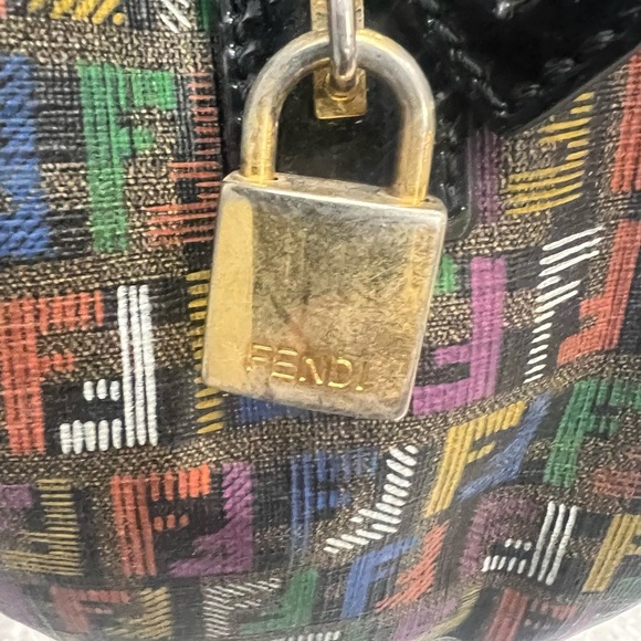 FENDI Multicolor Zucchino Coated Canvas Spalmati Forever Boston Bag - Picture 9 of 16